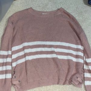 pink and white striped sweater